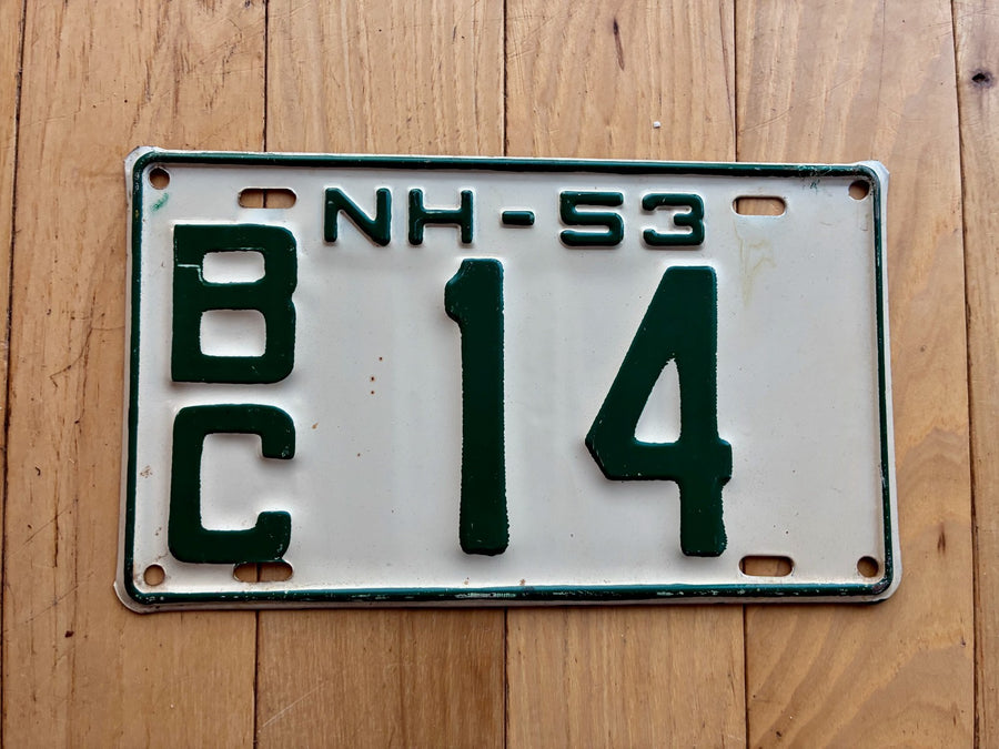 1953 New Hampshire License Plate - Low Number