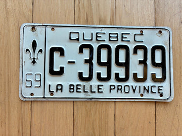 1969 Quebec License Plate