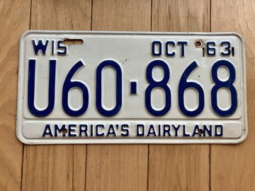 1963 Wisconsin License Plate