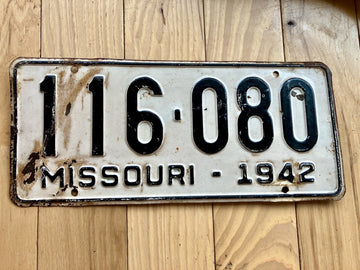 1942 Missouri License Plate