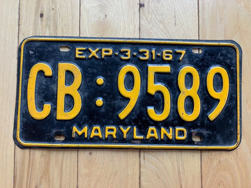 1967 Maryland License Plate
