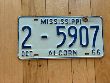 1966 Mississippi Alcorn County License Plate