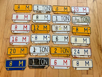 24 Vintage Kansas Truck Weight Tabs, License Plate Toppers