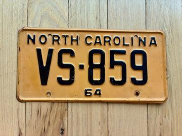 1964 North Carolina License Plate
