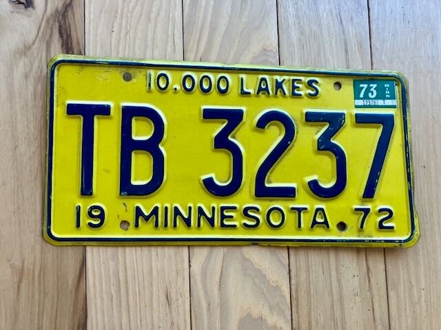 1972/1973 Minnesota License Plate