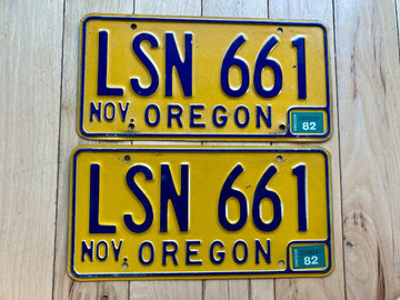 Pair of 1982 Oregon License Plates