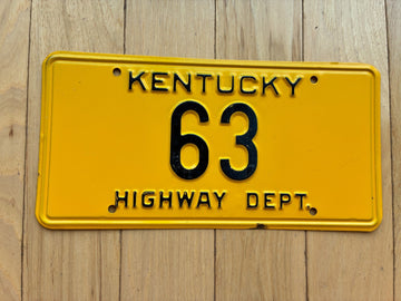 1956 to 1962 Kentucky Highway Department License Plate