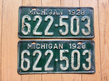 1928 Pair of Michigan License Plates