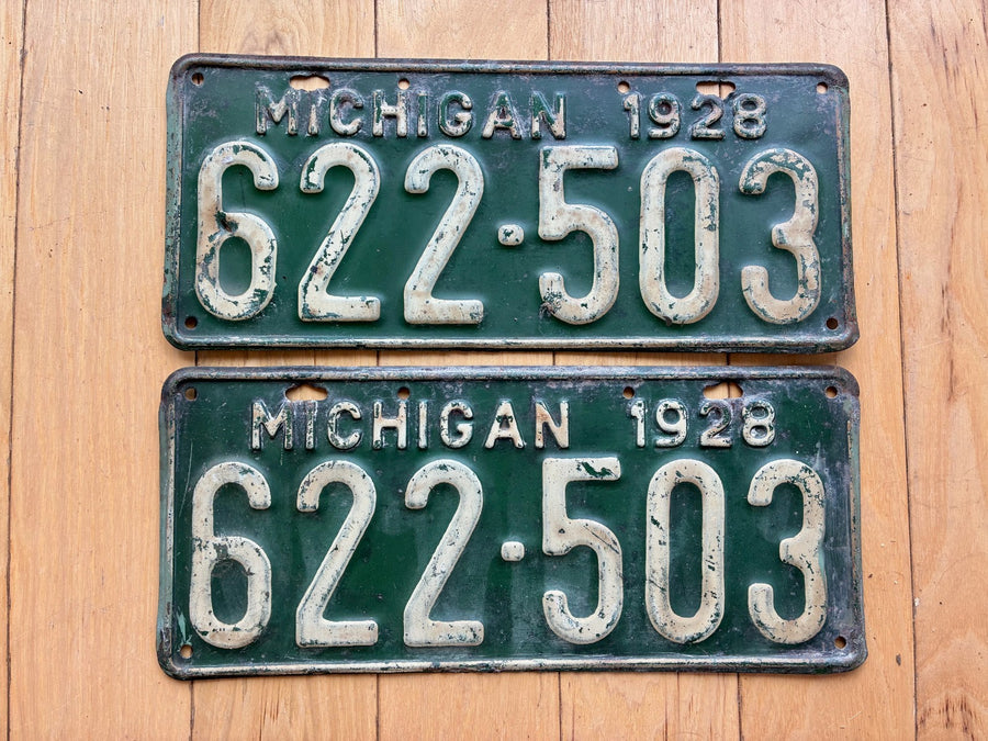 1928 Pair of Michigan License Plates