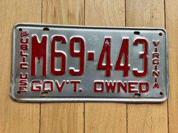 1950 to 1967 Virginia Public Use License Plate