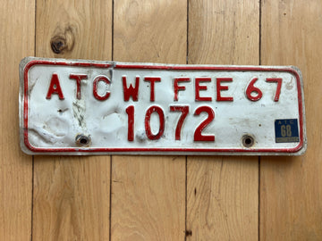 1967 ATC WT Fee License Plate