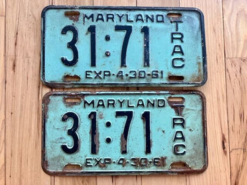Pair of 1961 Maryland Tractor License Plates