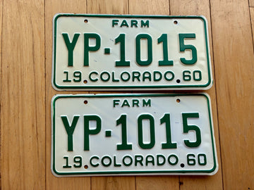 Pair of 1960 Colorado Farm License Plates