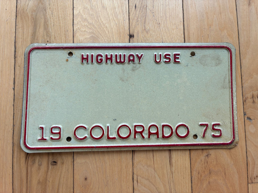 1975 Colorado Highway Use Blank License Plate