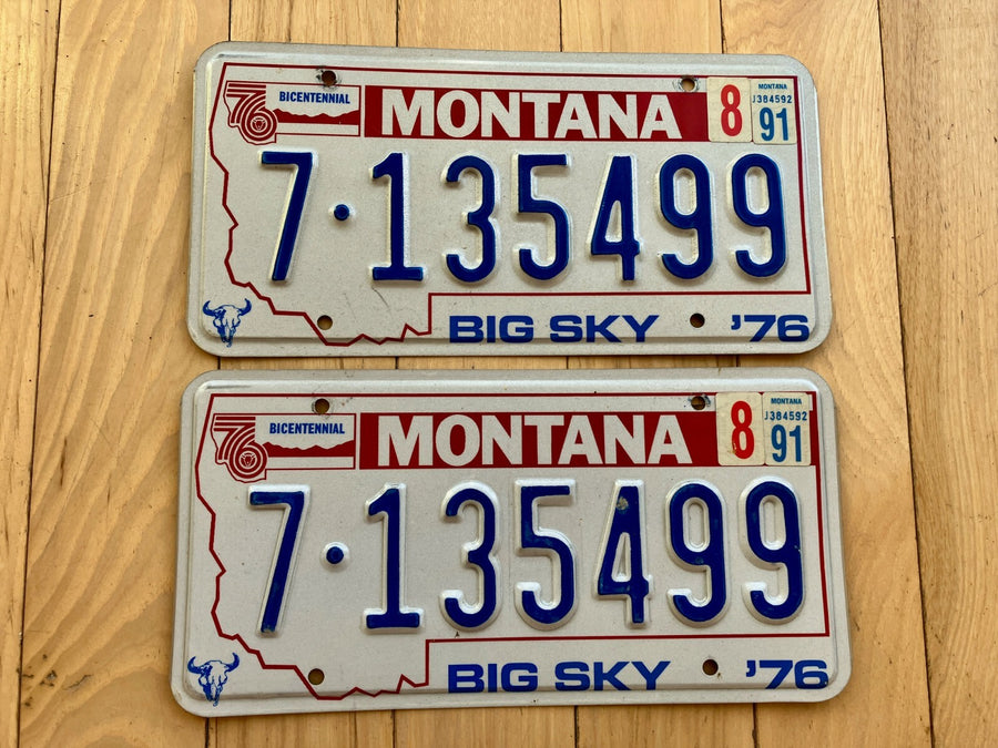 Pair of 1976 Montana License Plates W/ 1991 Tabs