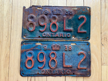 Pair of 1938 Ontario License Plates