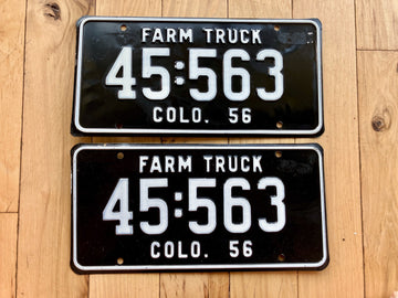 Pair of 1956 Colorado Farm Truck License Plates