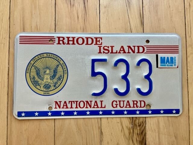2000 Rhode Island National Guard License Plate