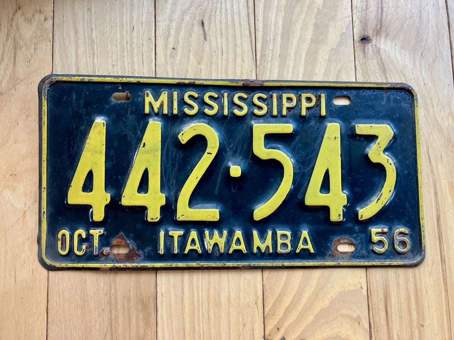 1956 Mississippi Itawamba County License Plate