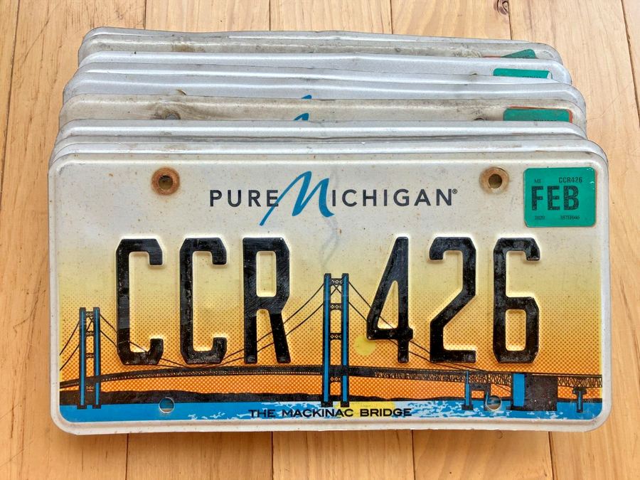 10 Set of 2014 Base Michigan Mackinac Bridge License Plates In Craft Condition