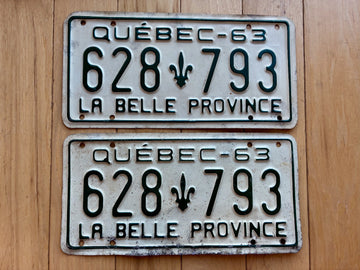 1963 Pair of Quebec License Plates