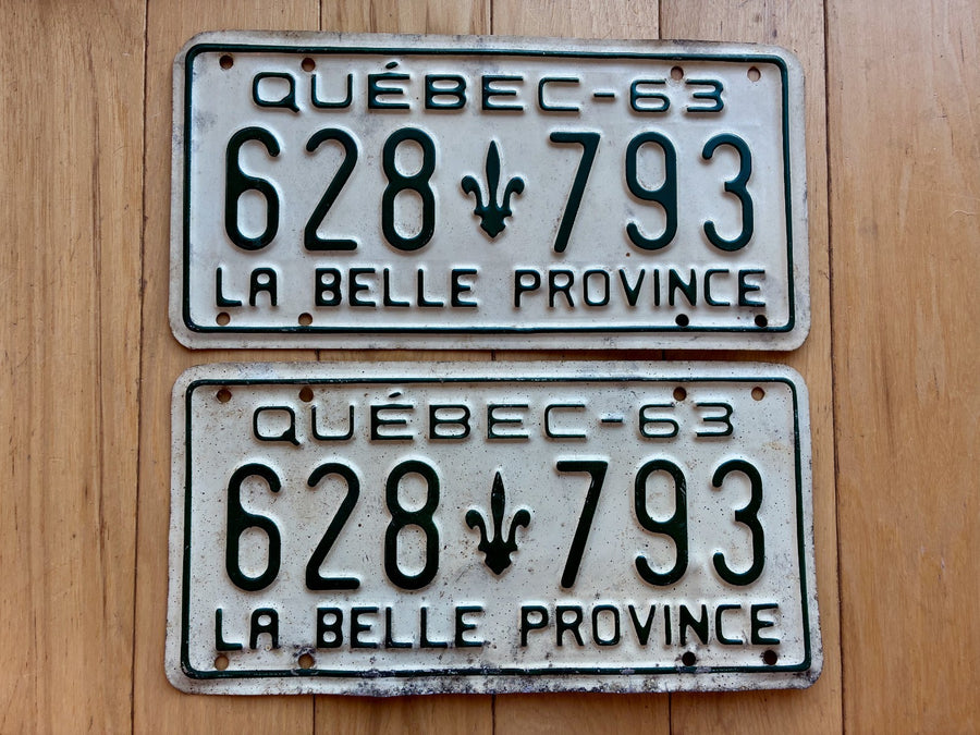 1963 Pair of Quebec License Plates