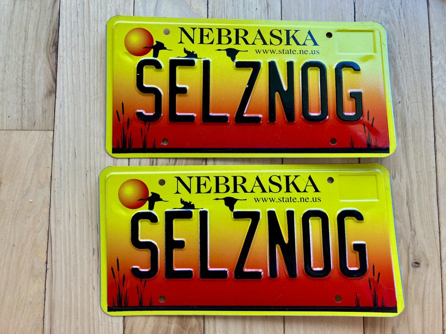 2005 Nebraska Pair of Vanity License Plates - SELZNOG