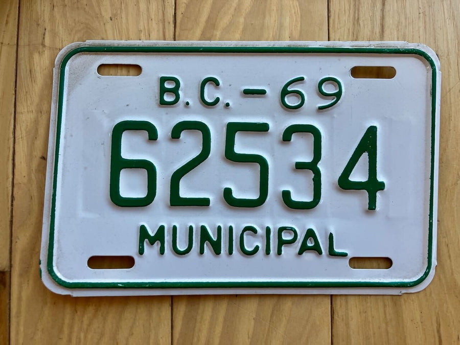1969 British Columbia Municipal License Plate