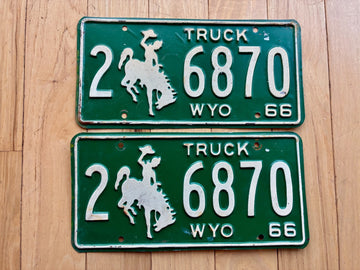 1966 Pair of Wyoming Truck License Plates