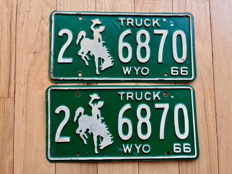 1966 Pair of Wyoming Truck License Plates