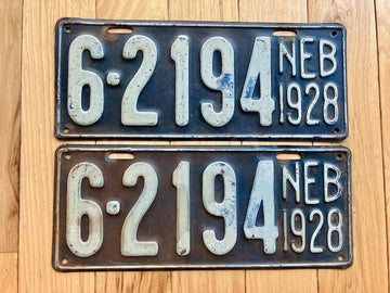 Pair of 1928 Nebraska License Plates