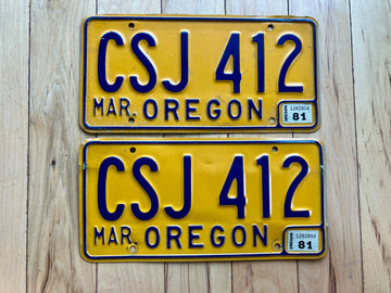 Pair of 1981 Oregon License Plates