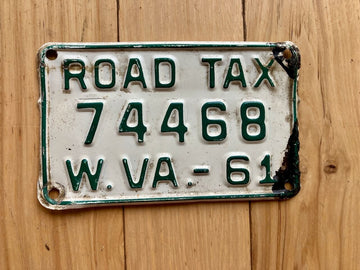 1961 West Virginia Road Tax License Plate