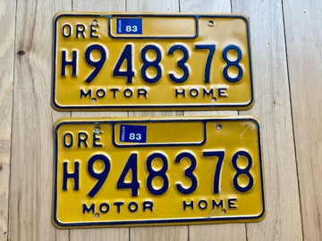 Pair of 1983 Oregon Motor Home License Plates