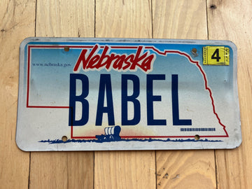 2011 Nebraska Vanity License Plate - BABEL
