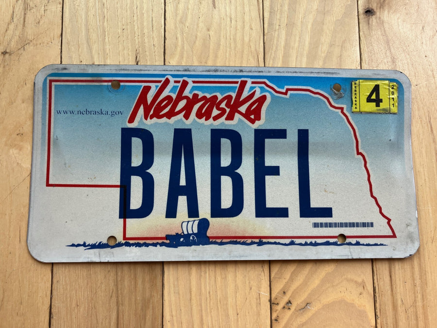 2011 Nebraska Vanity License Plate - BABEL