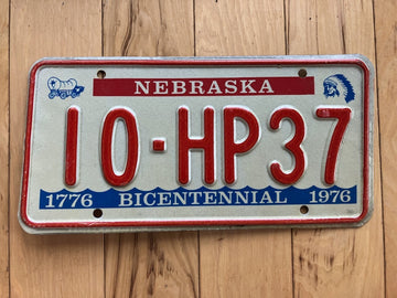 1976 Nebraska Bicentennial License Plate