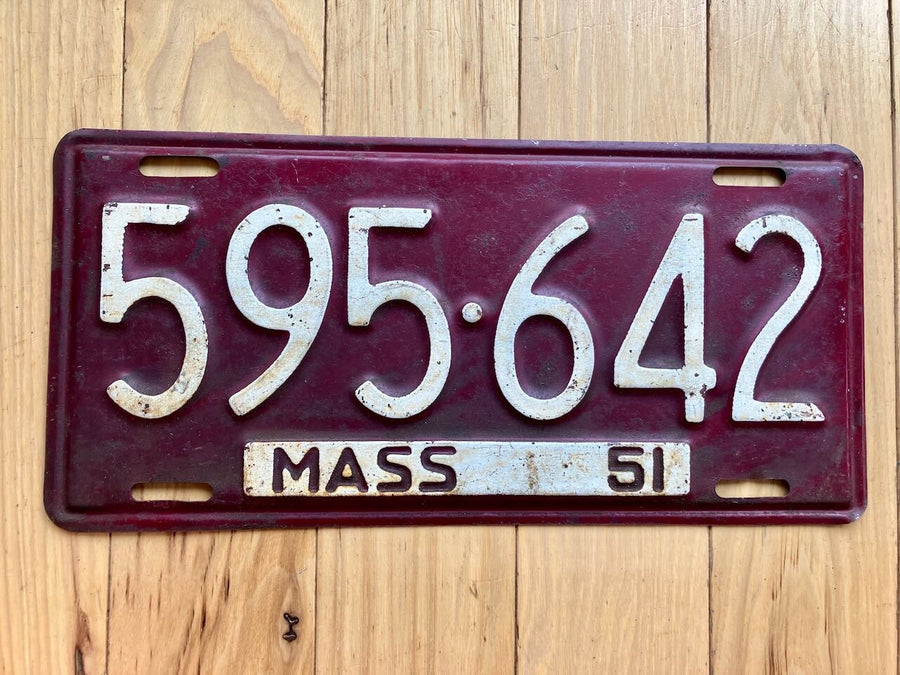 1951 Massachusetts License Plate - YOM Clear