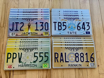 20 Mississippi License Plates- 5 of Each Version in Good Condition