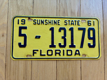 1961 Florida License Plate - Numbers YOM Clear