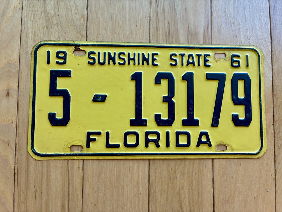 1961 Florida License Plate - Numbers YOM Clear