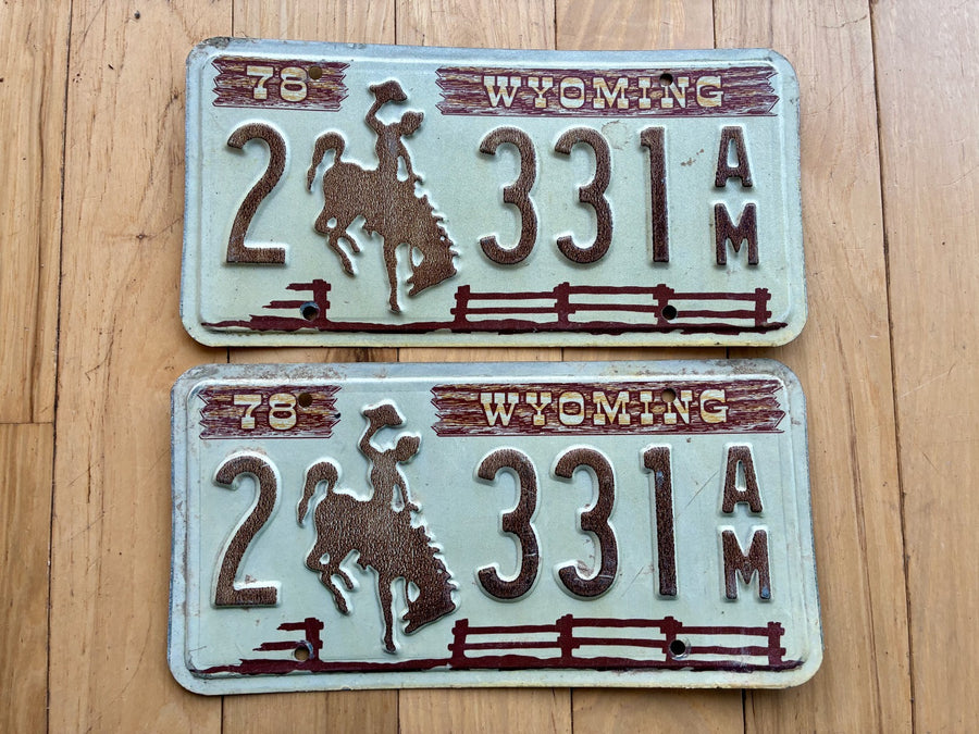 1978 Pair of Wyoming License Plates