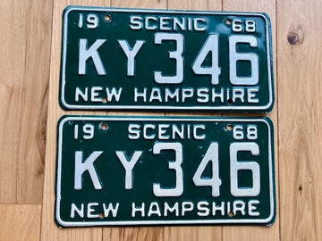 Pair of 1968 New Hampshire License Plates