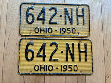 Pair of 1950 Ohio Waffle License Plates