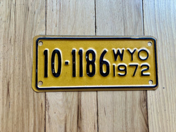 1972 Wyoming Motorcycle License Plate
