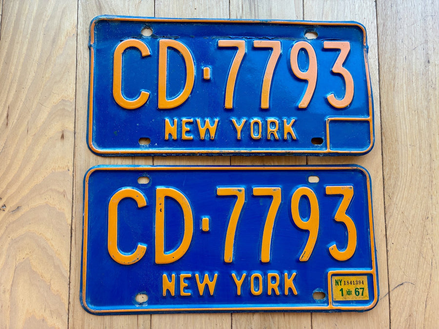 Pair of 1967 New York License Plates