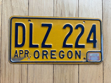 1980 Oregon License Plate
