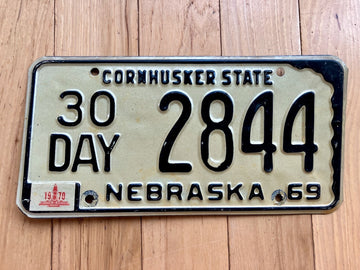 1969 Nebraska 30 Day License Plate