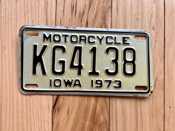 1973 Iowa Motorcycle License Plate