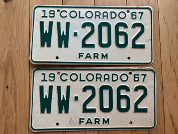 Pair of 1967 Colorado Farm License Plates